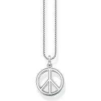 Thomas Sabo Halskette mit Anhänger Peace Zeichen mit Bunten Steinen Silber Geschwärzt