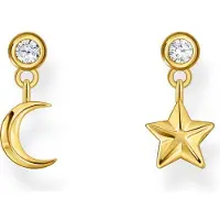 Thomas Sabo Ohrstecker mit Mond- und Stern-Anhänger und weissen Steinen vergoldet