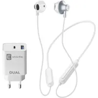 Cellularline CHARGE & MUSIC KIT, Kabellos, Anrufe/Musik, 140 g, Kopfhörer, Weiß