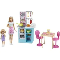 Barbie Chelsea & Backspielset mit 2Puppen, Küchenset und Zubehör, Modepuppe, 3 Jahr(e), Mädchen, 323,9 mm, Mehrfarbig