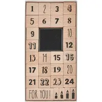 Rico Design Paper Poetry Stempelset Adventskalenderzahlen 30teilig, Rechteck, Schwarz, Braun