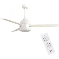 Grunkel - Ventilator de Deckenventilator mit Licht LED und Flügeln reversible Installation white und Holz - SKYECO-42 - Fernbedienung. 6 Geschwindigkeiten. Zeitschaltuhr 8h -- 35W (106cm Durchmesser)