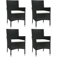 vidaXL Gartenstühle mit Kissen 4 Stk. Schwarz Poly Rattan