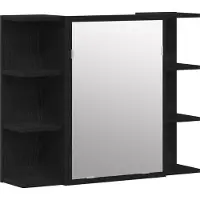 vidaXL | Spiegelschrank | mit Regal Schwarz Eichen-Optik 80 x 20,5 x 64 cm