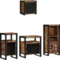 vidaXL Badezimmermöbel-Set mit Regal 4 pcs Massives upgecyceltes Holz