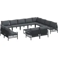vidaXL Gartensofa-set 13 stk. Schwarz Stahl
