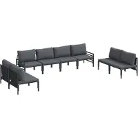 vidaXL Gartensofa-set 8 stk. Schwarz Stahl