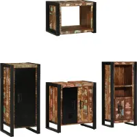 vidaXL Badezimmermöbel-Set mit Regal 4 pcs Massives upgecyceltes Holz
