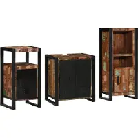vidaXL Badezimmermöbel-Set mit Regal 3 pcs Massives upgecyceltes Holz