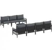 vidaXL Gartensofa-set mit Kissen 8 pcs Schwarz Stahl