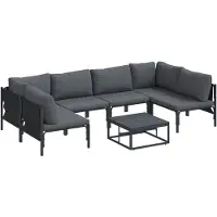 vidaXL Gartensofa-set 7 stk. Schwarz Stahl