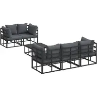 vidaXL Gartensofa-set 6 stk. Schwarz Stahl