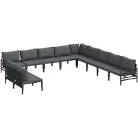 vidaXL Gartensofa-set 11 stk. Schwarz Stahl