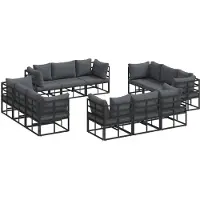 vidaXL Gartensofa-set 12 stk. Schwarz Metall