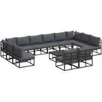 vidaXL Gartensofa-set 13 stk. Schwarz Aluminium