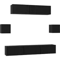 vidaXL TV-Schrankset 7 pcs Schwarz Eichen-Optik Holzwerkstoff