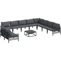 vidaXL Gartensofa-set 11 stk. Schwarz Stahl
