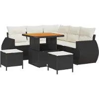 vidaXL Gartensofa-set 8 stk. 7-Sitzanzahl Schwarz und Creme