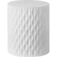 Beliani Beistelltisch Weiß MgO Fiberglas ø 37 cm Rostbeständig Wasser- und Windbeständig Boho Modern Outdoor Wohnzimmer