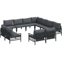 vidaXL Gartensofa-set 11 stk. Schwarz Stahl