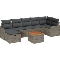 vidaXL Gartensofa-set 8 stk. Grau Poly Rattan