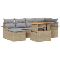 vidaXL Garten-Sofa-Set 7 stk. Beige Poly Rattan