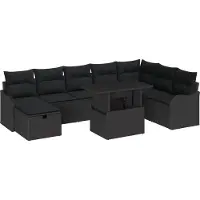 vidaXL Gartensofa-set 9 Stk. Schwarz Poly-Rattan