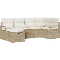 vidaXL Sofa Set 6 Stk. 6-Sitzanzahl Beige und Creme Poly-Rattan