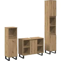 vidaXL Badezimmermöbel Set mit Speicher 3 pcs Braun Holzwerkstoff
