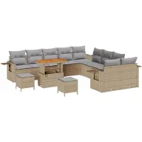 vidaXL Gartensofa-set 13 stk. Beige Poly-Rattan