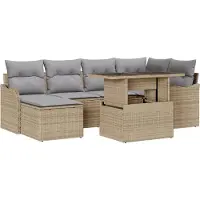 vidaXL Gartensofa-set 7 Stk. Beige [Synthetisch]: Poly Rattan