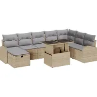 vidaXL Gartensofa-set 9 stk. Beige Poly-Rattan