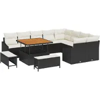 vidaXL Gartensofa-set 12 stk. Schwarz Poly-Rattan