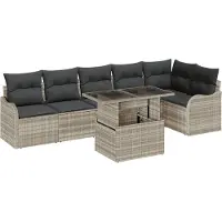 vidaXL Gartensofa-set 7 stk. Hellgrau Poly Rattan