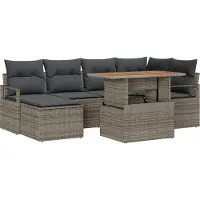 vidaXL Garten-Sofa-Set 7 Stk. Grau Poly Rattan
