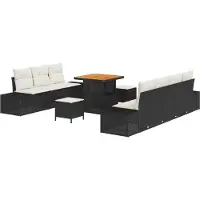 vidaXL Gartensofa-set 10 stk. Schwarz Poly-Rattan
