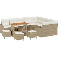 vidaXL Gartensofa-set 13 stk. Beige Poly-Rattan