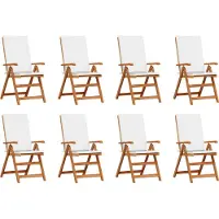 vidaXL Gartenstuhl 8 Stk. Braun und Weiß Massivholz Teak