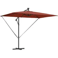 vidaXL Sonnenschirm mit LED-Lichtleisten Terrakotta 294 x 200 x 270 cm