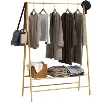 HOMCOM GARDEROBENSTÄNDER Bambus, 116 x 43,5 x 160 cm, Naturholz
