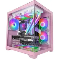 Mars Gaming MC-VIEW2P, Mini Tower, PC, Pink, micro ATX, Mini-ITX, Metall, Gehärtetes Glas, Gaming