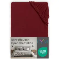 NYVI Spannbettlaken DreamScience Mikroflausch - Kuschelweiches & Wärmendes Bettlaken Spannbetttuch 90x200 - 100x200 cm bordeaux