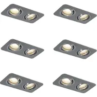 QAZQA 6er-Set Runde Einbaustrahler Gunmetal GU10 50mm Verstellbar IP44 2-Lichter - Alberto
