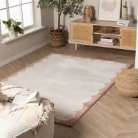 Rugaia Waschbarer Teppich - Myrre Roze Weiß 120x170cm