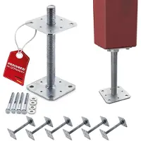 Sotech 6er Set Pfostenträger M24 110 x 110 x 250 mm Stahl Verzinkt Höhenverstellbar Witterungsbeständig