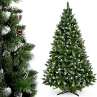 Kadax künstlicher Weihnachtsbaum 180 cm mit Raureif und Zapfen, grün Tannenbaum mit 391 Zweigen