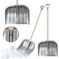 Kadax Schneeschaufel "Embiane", Schneespaten ohne Stiel mit Blechkante und ergonomischem Griff, Silber, 49 cm