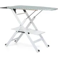 Foppapedretti Assai, Bügelbrett in Originalgröße, Aluminium, Baumwolle, Polyester, Dampfbügeleisen, Holz, Einfarbig, Grau, Weiß