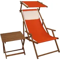 Erst-Holz Liegestuhl terracotta Gartenstuhl Tisch Sonnendach Kissen Deckchair Buche Strandstuhl 10-309STKH