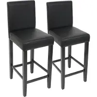 Mendler 2er-Set Barhocker Barstuhl M37 Kunstleder schwarz, dunkle Füße